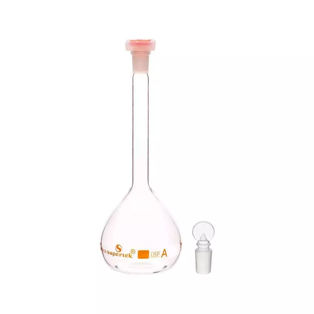 Supertek QR Coded Volumetric Flask Transparent Class A 10 ml with Interchangeable Glass and Super Stopper, 50.419.0010NQR (Pack of 2)
