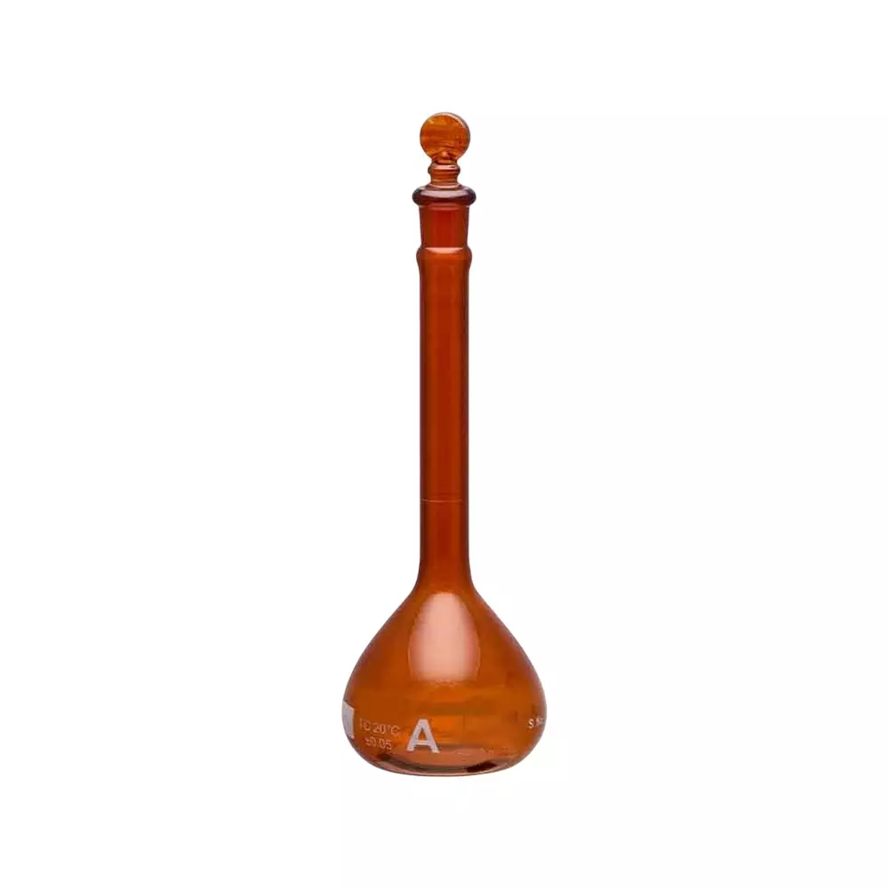 Supertek 250 ml QR Coded Volumetric Flask ASTM Amber Color Narrow Mouth Class A with Glass Stopper and Individual Works Certificate, 46.412.0085QR (Pack of 2)