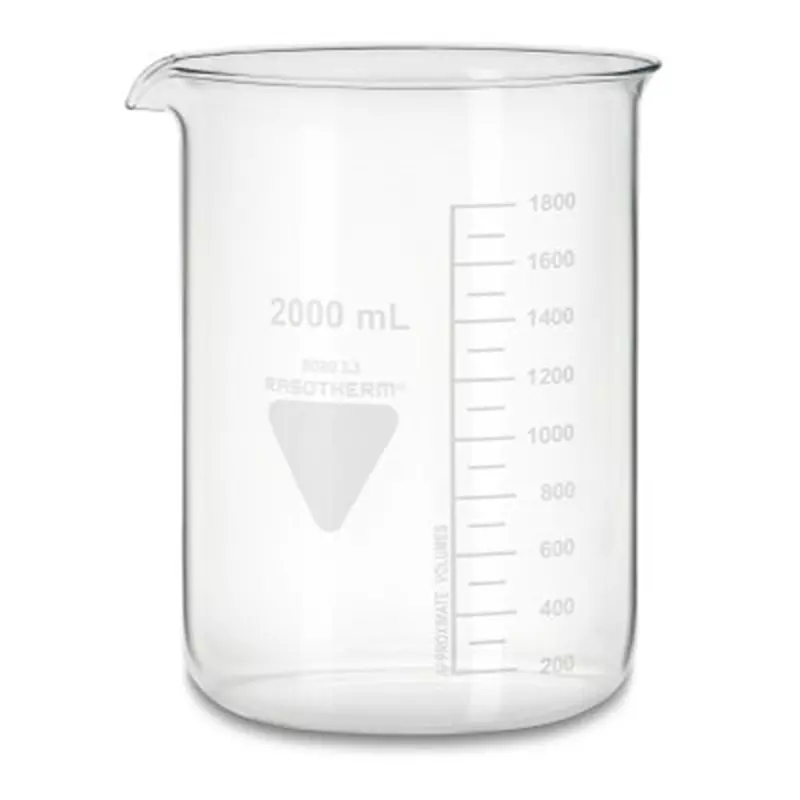 RS PRO Beaker 2 L Capacity Borosilicate Glass 130 mm Dia, 2519323 (Pack of 10)