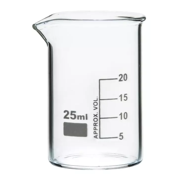 ABGIL Borosilicate Glass Beaker Low Form with Spout 25 ml Capacity, ABG736