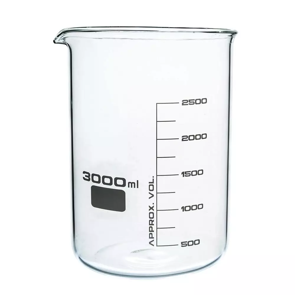 ABGIL Borosilicate Glass Beaker Low Form with Spout 3000 ml Capacity, ABG743