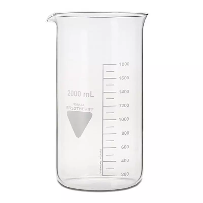RS PRO Beaker 120 mm Diax240 mm 2 L Capacity Borosilicate Glass, 2519334 (Pack of 10)