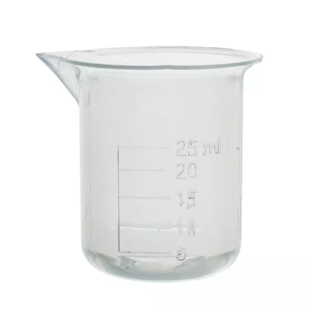 WKM Polypropylene Beaker Durable 25 ml Capacity 5 ml Graduations Autoclavable & Chemical Resistant with Tapered Spout (Pack of 6 Pcs)
