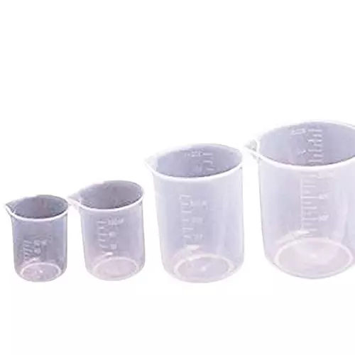 WKM 50 ml, 150 ml, 250 ml, 500 ml Clear Polypropylene Measuring Cup KT193CP (Pack of 4 Pcs)
