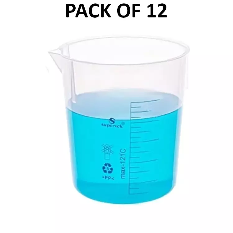 Supertek 150 ml Beaker PMP (TPX) Printed and Stackable, CH10164/2A (Pack of 12)
