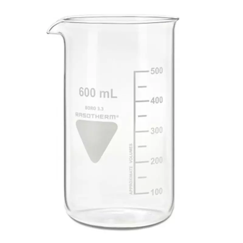 RS PRO Beaker 600 ml Capacity Borosilicate Glass 80 mm Dia, 2519331 (Pack of 10)