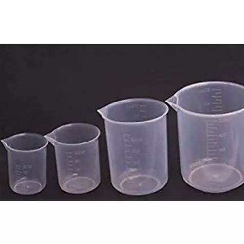 WKM 50 ml 100 ml 250 ml 500 ml Clear Polypropylene Beaker, KTN179 (Pack of 4 Pcs)