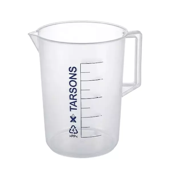 Tarson 1 L Measuring Beaker With Handle Translucent White Polypropylene, 431070