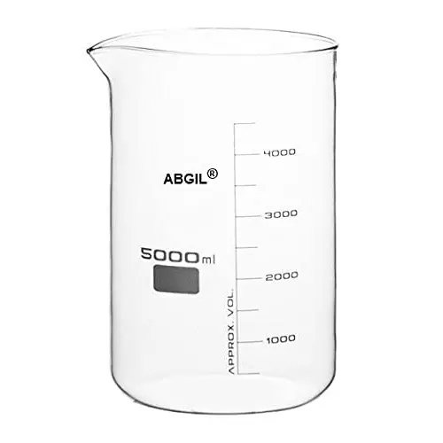 ABGIL Borosilicate Glass Beaker Low Form with Spout 5000 ml Capacity, ABG744