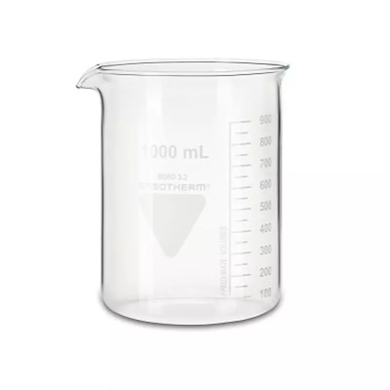 RS PRO Beaker 1 L Capacity Borosilicate Glass 105 mm Dia, 2519322 (Pack of 10)