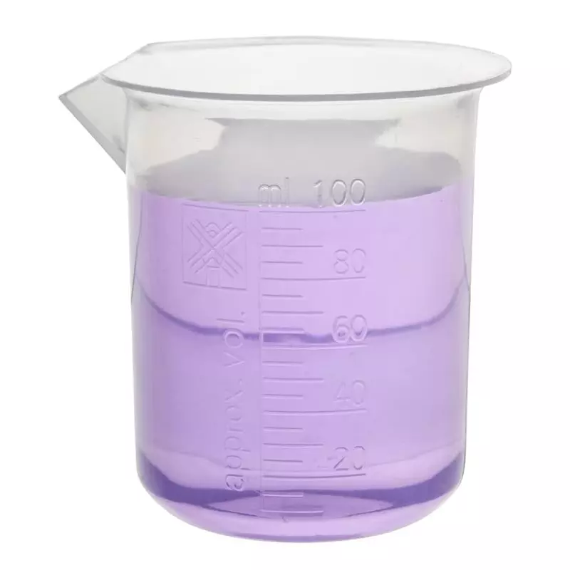 wkm-polypropylene-beaker-durable-100-ml-capacity-5-ml-graduations-autoclavable-chemical-resistant-with-tapered-spout-pack-of-12-pcs
