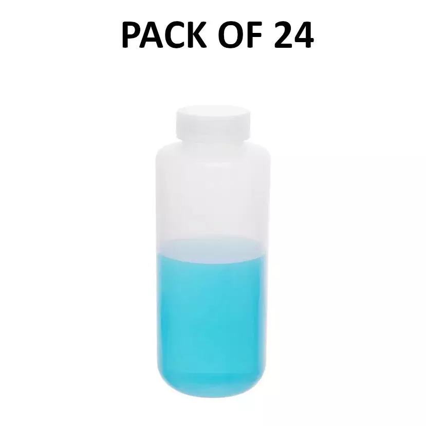 Supertek 1 L Reagent Bottle Wide Mouth White PP (Polypropylene) for Transporting Liquid Samples, CH10252A/9 (Pack of 24)