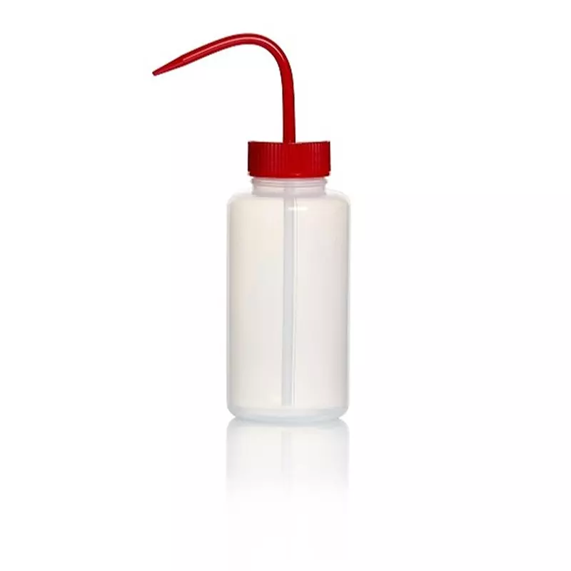 RS PRO Lab Bottle 500 ml Capacity Polyethylene Wash Bottle Wide Neck Red Lid Color 163 mm, 2519453 (Pack of 5)