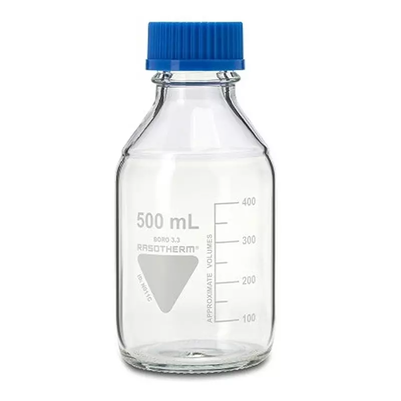 RS PRO Lab Bottle 86 mm Dia x 176 mm 500 ml Capacity Polypropylene Storage Bottle Wide Neck Blue, 2519351 (Pack of 10)