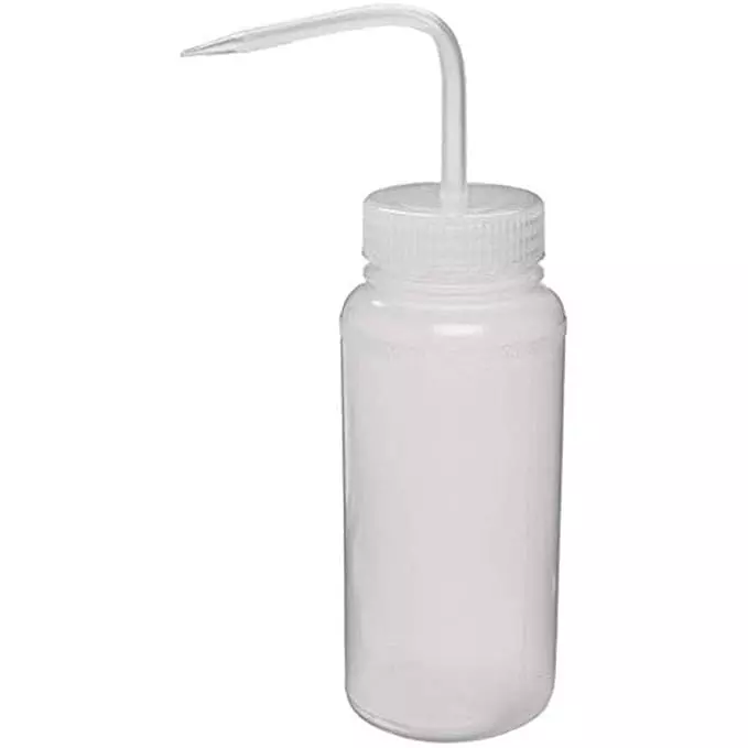 WKM Economy Squeeze Wash Bottle Transparent Plastic 125 ml Capacity Leakproof Cap with Angled Nozzle (Pack of 4 Pcs)