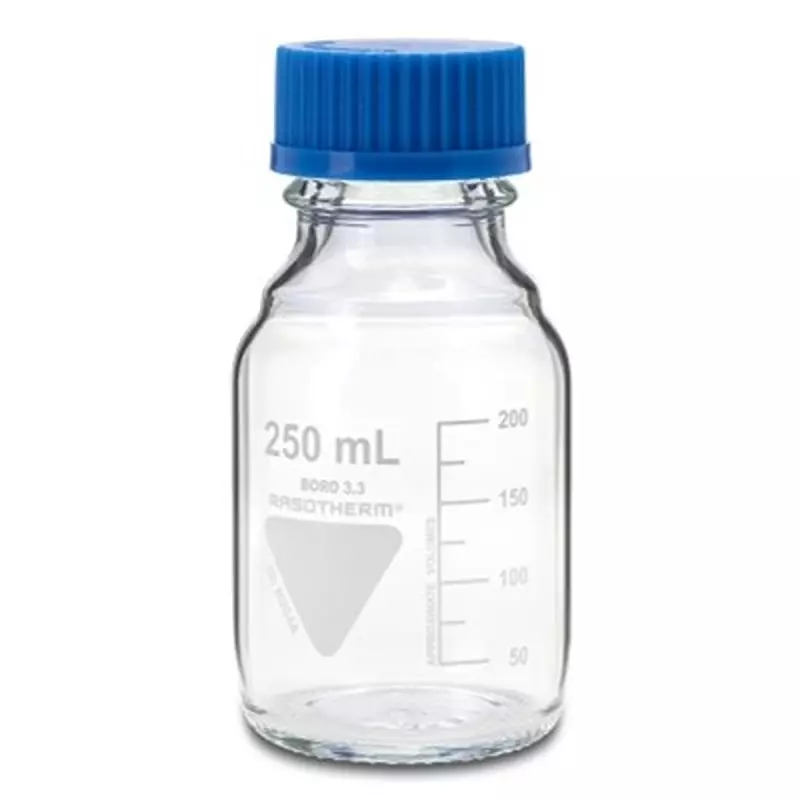 RS PRO Lab Bottle 70 mm Dia x 138 mm 250 ml Capacity Polypropylene Storage Bottle Wide Neck Blue, 2519350 (Pack of 10)