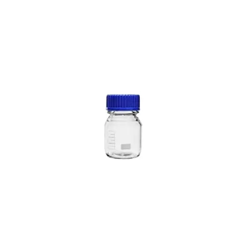 NSAW Reagent Bottle With Autoclavable PE Screw Cap 25 ml Glass Pouring Ring (Pack of 10)