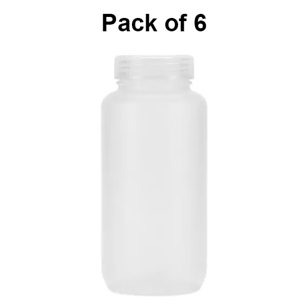 Tarson 500 ml Wide Mouth Bottle Translucent White Polypropylene Body with PP Closure As Per USP Class VI, 582240 (Pack of 6)
