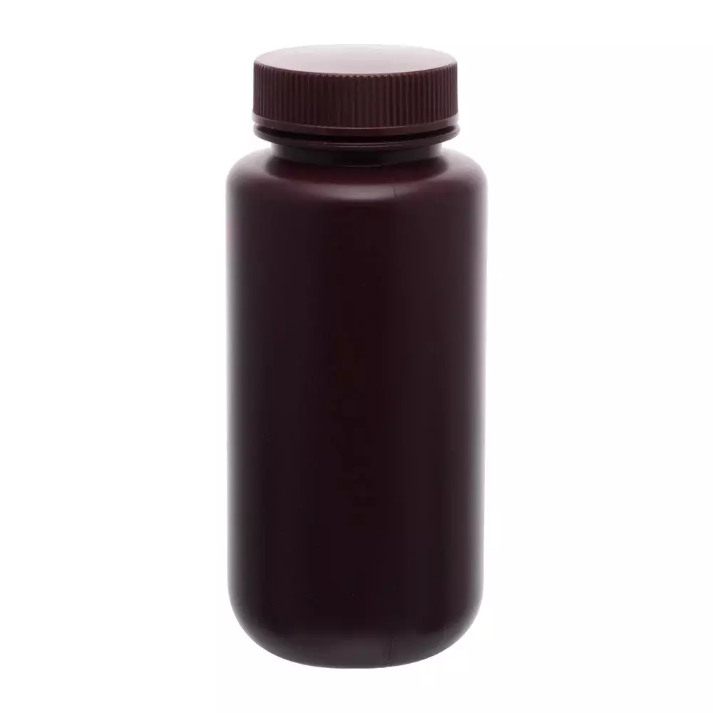 Supertek 1 L Reagent Bottle Wide Mouth Amber HDPE for Transporting Liquid Samples, CH10248/9 (Pack of 24)