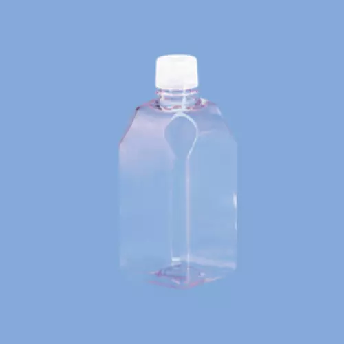 Tarson Media Bottle Sterile Square Shape Graduated Single Wrap Individually Packed, PC with White HDPE Closure