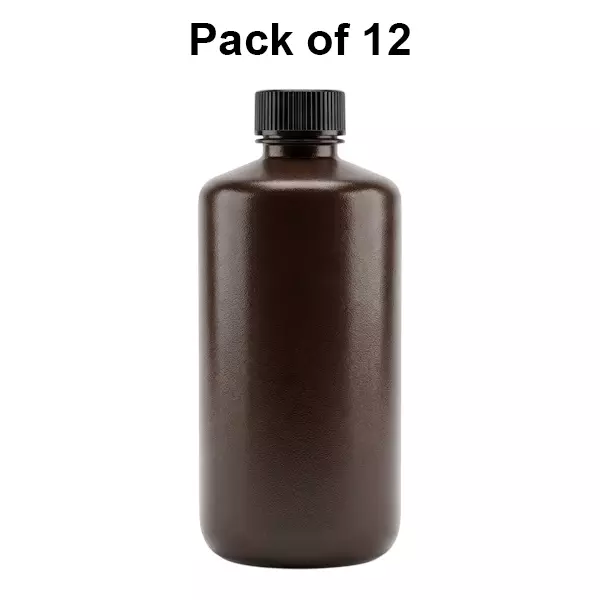 Tarson 250 ml Narrow Mouth Bottle Amber HDPE Body with PP Closure As Per USP Class VI, 581230 (Pack of 12)