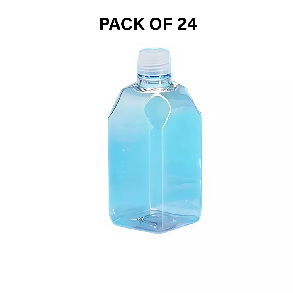 Tarson 500 ml Media Bottle Square Shape Sterile Single Wrap Individually Packed Graduated, PETG with White HDPE Closure, 581444 (Pack of 24)