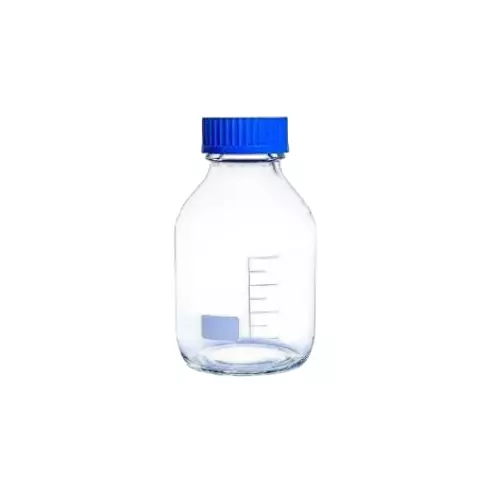 NSAW Reagent Bottle With Autoclavable PE Screw Cap 500 ml Glass Pouring Ring (Pack of 6)