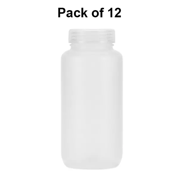 Tarson 125 ml Wide Mouth Bottle Translucent White Polypropylene Body with PP Closure As Per USP Class VI, 582220 (Pack of 12)