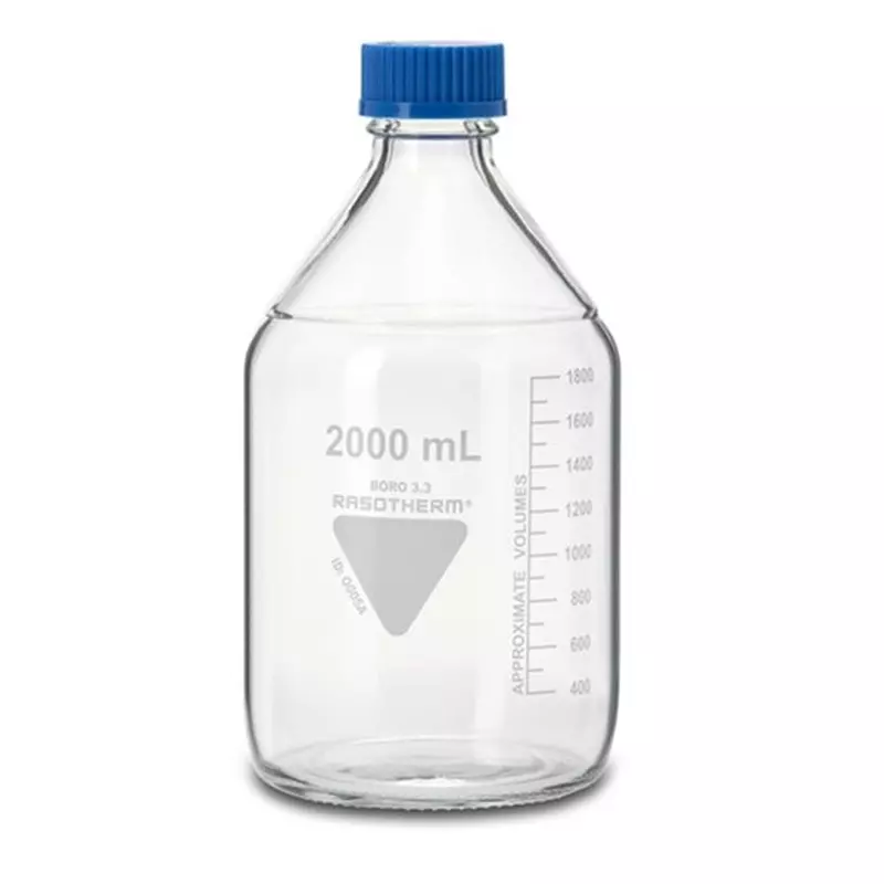 RS PRO Lab Bottle 136 mm Dia x 260 mm 2 L Capacity Polypropylene Storage Bottle Wide Neck Blue, 2519353 (Pack of 10)
