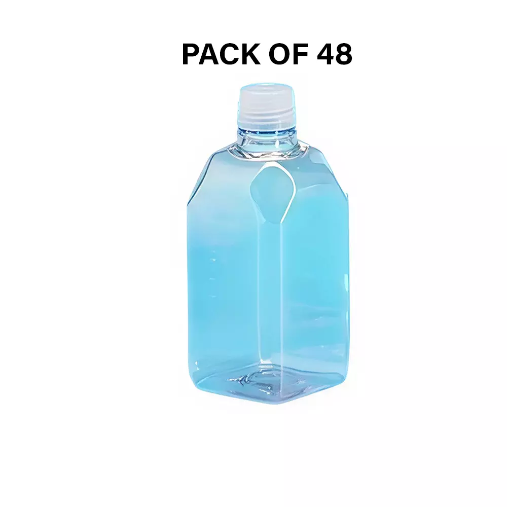 Tarson 250 ml Media Bottle Square Shape Sterile Single Wrap Individually Packed Graduated, PETG with White HDPE Closure, 581443 (Pack of 48)