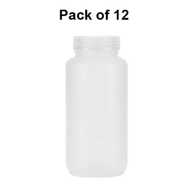 Tarson 60 ml Wide Mouth Bottle Translucent White Polypropylene Body with PP Closure As Per USP Class VI, 582210 (Pack of 12)