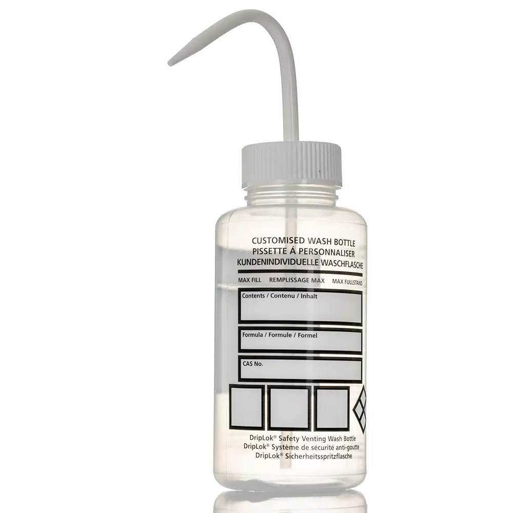 RS PRO Lab Bottle 75 mm Dia x 163 mm 500 ml Capacity Polyethylene Wash Bottle Wide Neck White, 2519443 (Pack of 5)