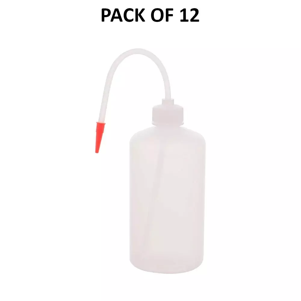 Supertek 125 ml Wash Bottle with Jet Through Screw Cap in White Translucent LDPE Body, CH10275/1 (Pack of 12)