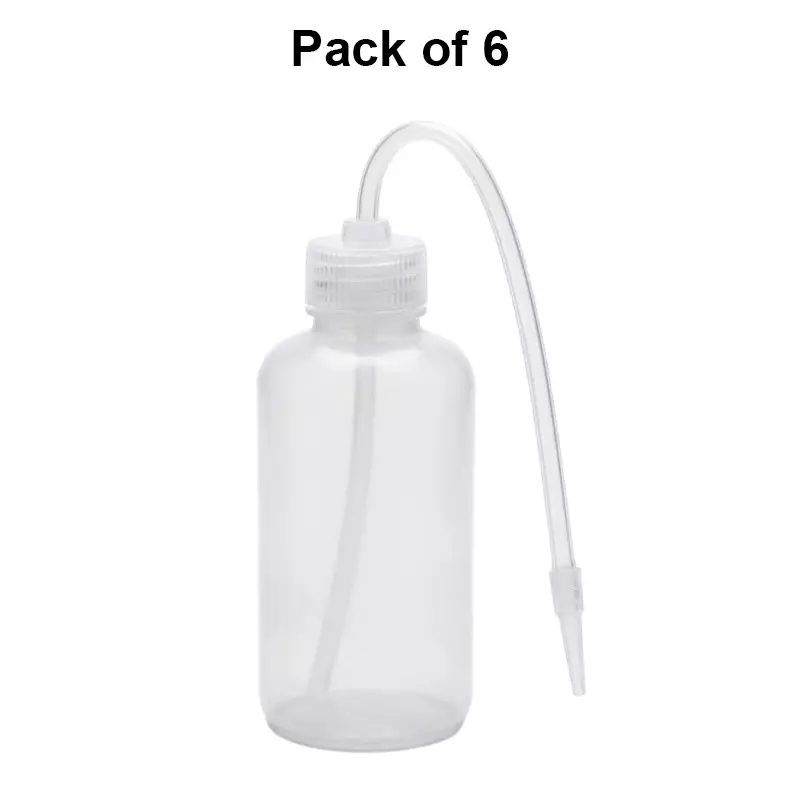 Tarson 125 ml Wash Bottle in Translucent White LDPE Body As Per US FDA 21 CFR, 560010 (Pack of 6)