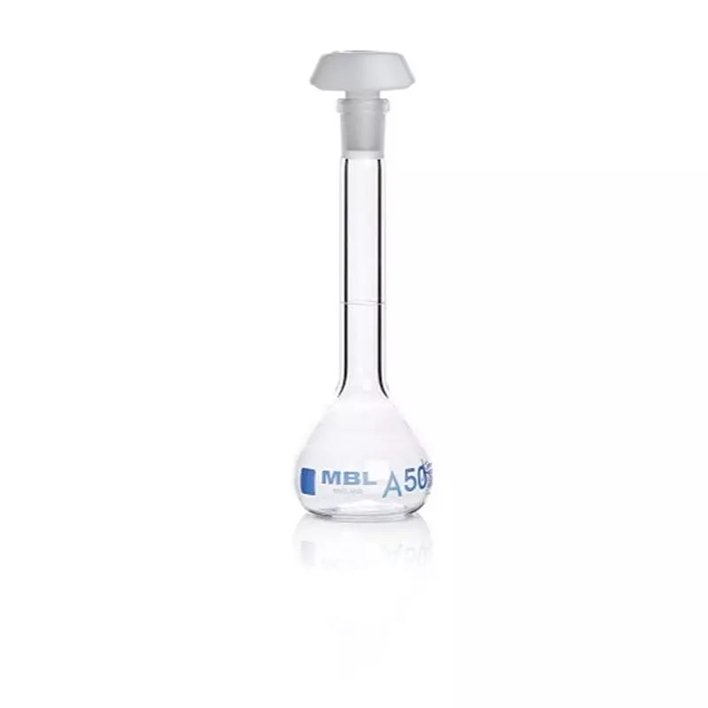 RS PRO Lab Bottle 100 ml Capacity Borosilicate Glass Volumetric Flask Narrow Neck Yellow 170 mm, 2519415 (Pack of 5)