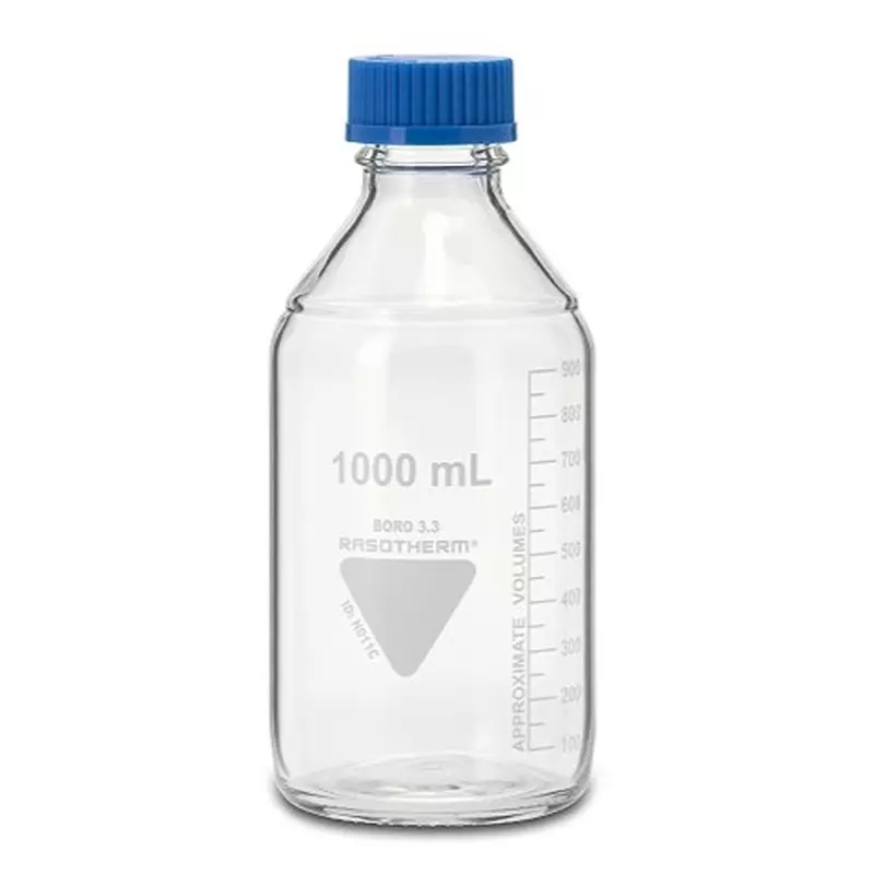 RS PRO Lab Bottle 101 mm Dia x 225 mm 1 L Capacity Polypropylene Storage Bottle Wide Neck Blue, 2519352 (Pack of 10)