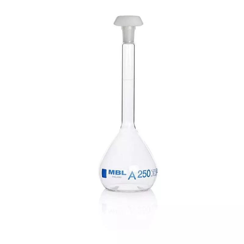 RS PRO Lab Bottle 200 ml Capacity Borosilicate Glass Volumetric Flask Narrow Neck Yellow 210 mm, 2519416 (Pack of 5)