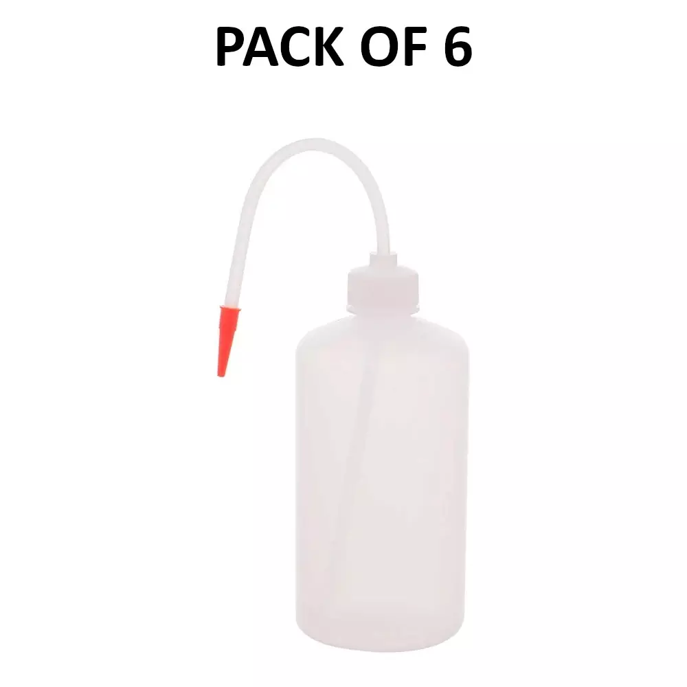 Supertek 1 L Wash Bottle with Jet Through Screw Cap in White Translucent LDPE Body, CH10275/7 (Pack of 6)