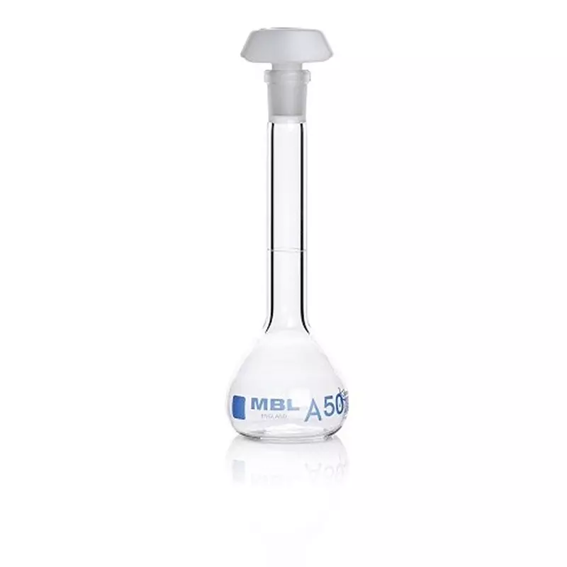 RS PRO Lab Bottle 20 ml Capacity Borosilicate Glass Volumetric Flask Narrow Neck Green 110 mm, 2519412 (Pack of 5)