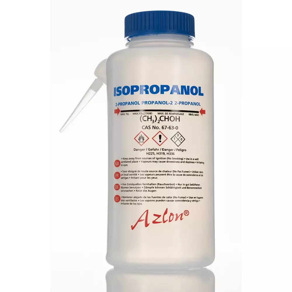 RS PRO Lab Bottle 500 ml Capacity Polyethylene Wash Bottle Wide Neck Blue Lid Color 170 mm, 2519469 (Pack of 5)