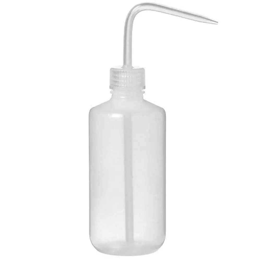 WKM Economy Squeeze Wash Bottle Transparent Plastic 500 ml Capacity Leakproof Cap with Angled Nozzle
