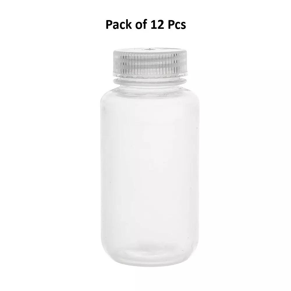 wkm-reagent-bottle-polypropylene-125-ml-capacity-wide-bottle-neck-autoclavable-leak-proof-heat-resistant-pack-of-12-pcs