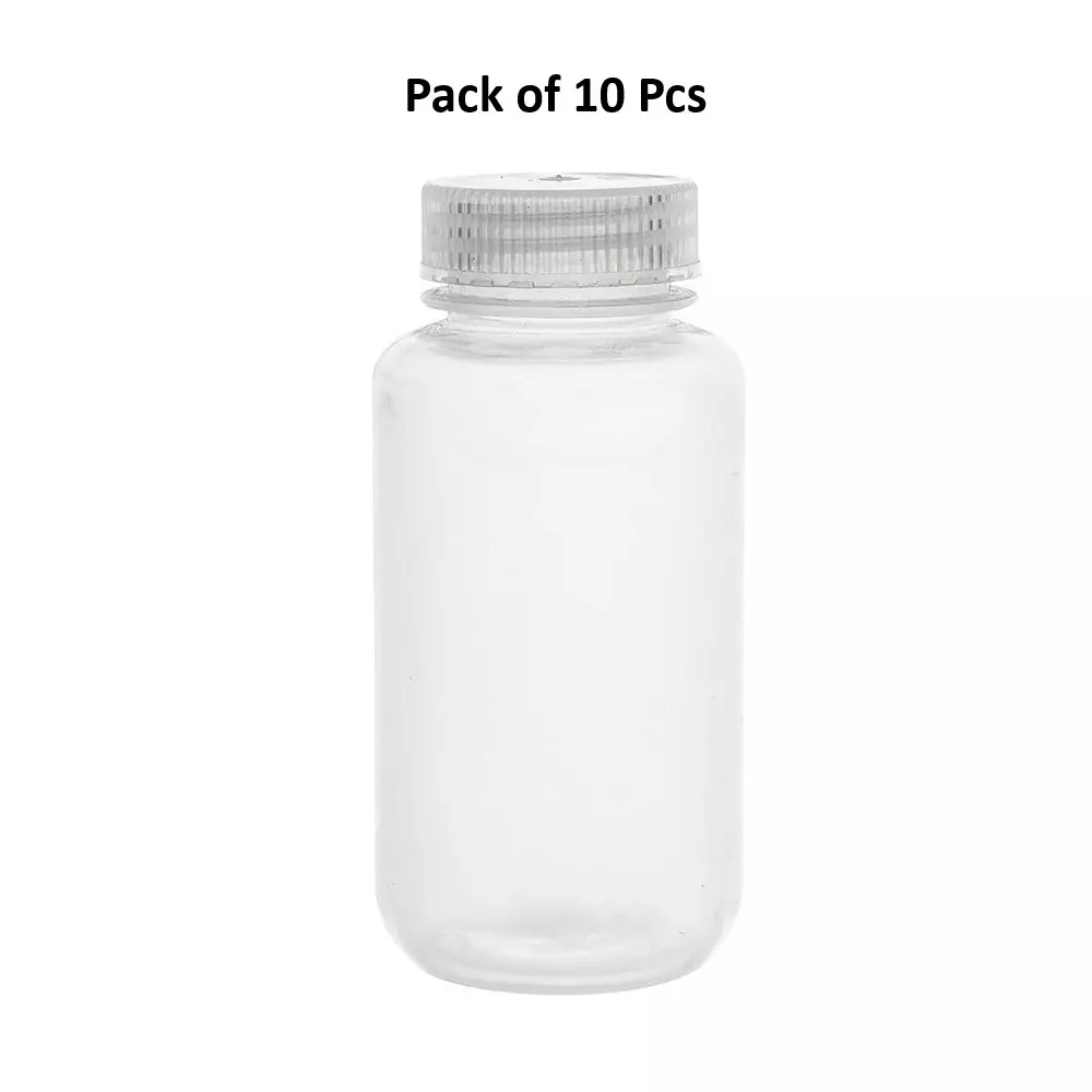 wkm-reagent-bottle-polypropylene-250-ml-capacity-wide-bottle-neck-autoclavable-leak-proof-heat-resistant-pack-of-10-pcs
