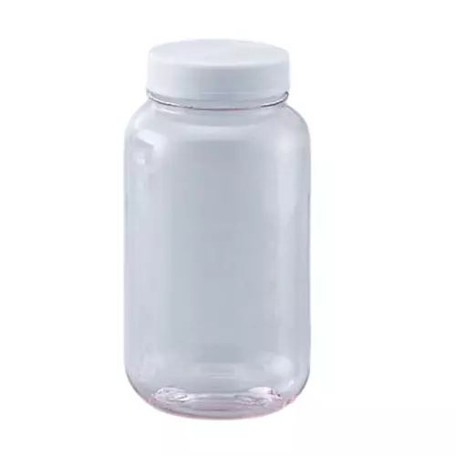 AS ONE  Wide Mouth Plastic Bottle Clear Body Color 1 L Capacity, Part No. 1000