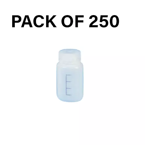 Tarson 60 ml Wide Mouth Bottle Sterile Pyrogen Free Graduated Individually Wrapped, HDPE with PP Closure, 584210SPG (Pack of 250)