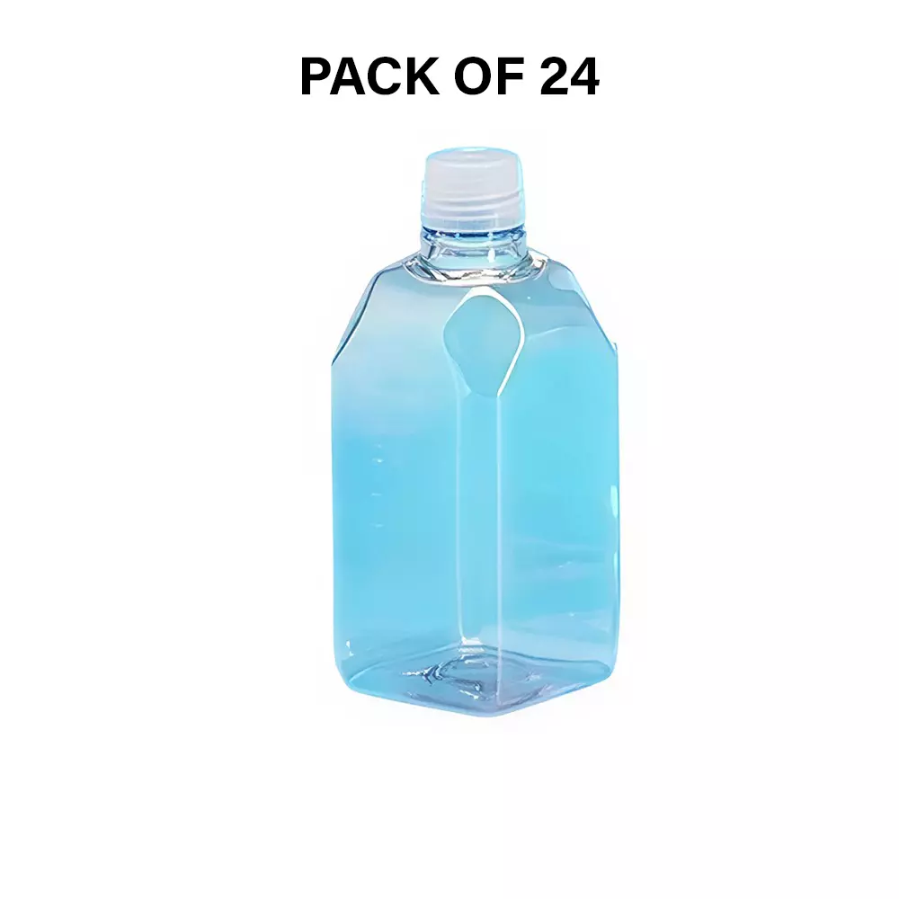 Tarson 1 L Media Bottle Square Shape Sterile Single Wrap Individually Packed Graduated, PETG with White HDPE Closure, 581445 (Pack of 24)