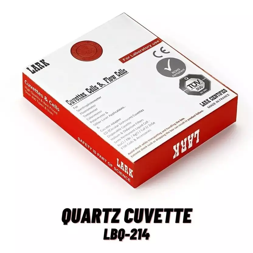 LARK Cuvette Quartz Glass 10 mm Path Length 3.5 ml Volume with PTFE Stopper, Lbq-214 (Pack of 2)