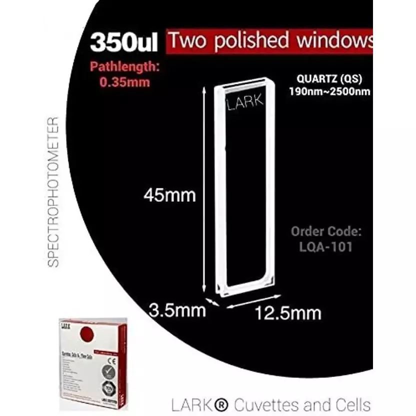 LARK Cuvette Glass 0.35 mm Path Length 350 µl Volume and 2 mm Thickness, Laq-101