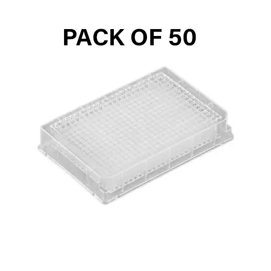 Tarson 384 Wells Deep Well Storage Micro Plate, V Bottom Square Shape and 240 µl Well Volume, 510220 (Pack of 50)