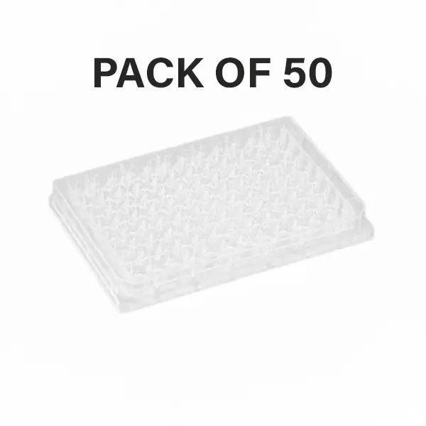 Tarson 96 Well Micro Plate Polypropylene Body, 350 µl Well Volume, White Color, U Bottom, 510064 (Pack of 50)